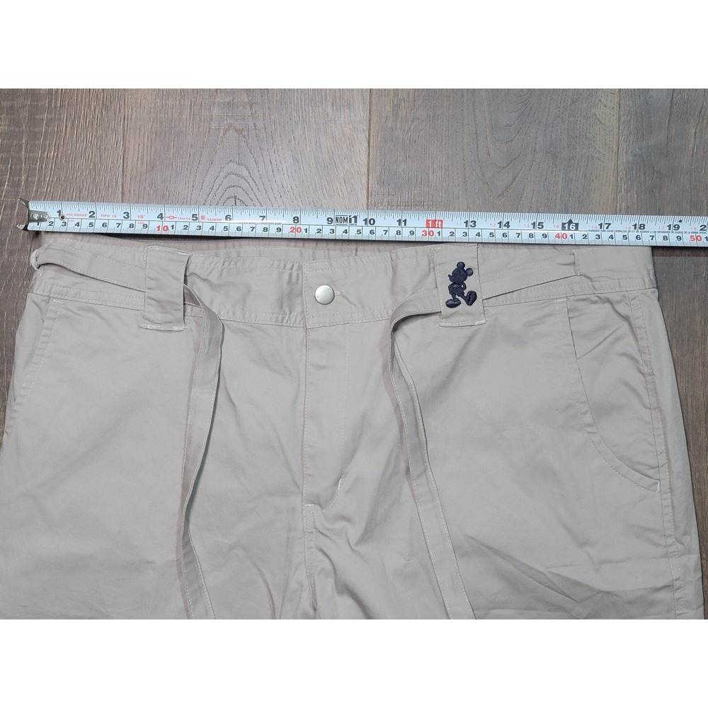 Disneyland Resort Tan Khaki Mickey Mouse Cropped Cargo Capri Pants Mens XL